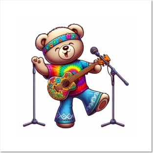 hippie music teddy Posters and Art